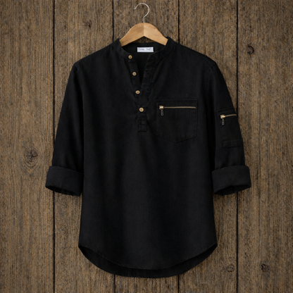 Mens Short Cotton Full Sleeve Kurta TTMSK43 - Black