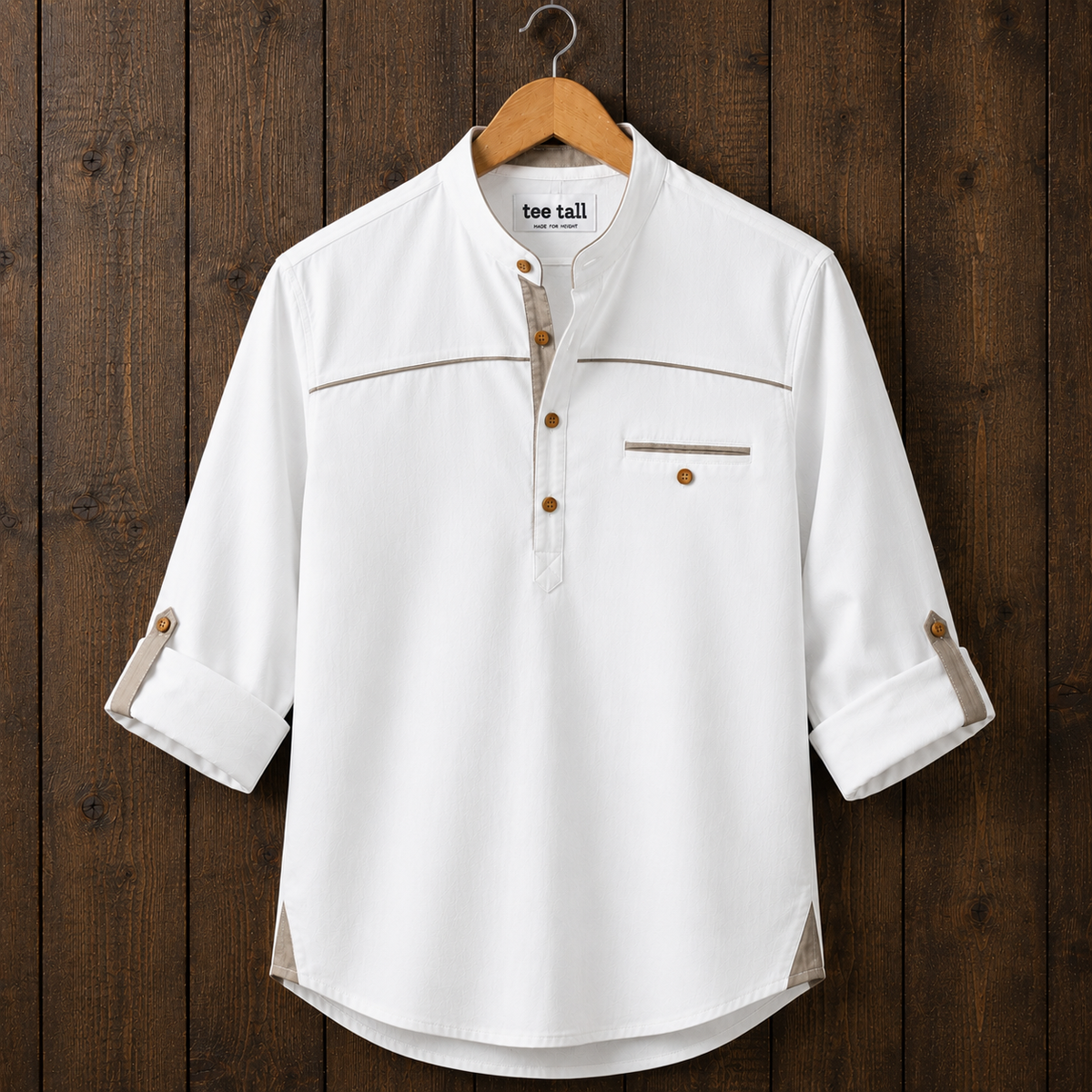 Mens Short Cotton Full Sleeve Shirt TTMSK156 - White