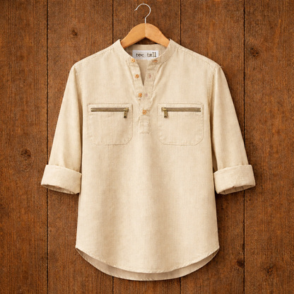 Mens Short Cotton Full Sleeve Kurta TTMSK11 - Cream