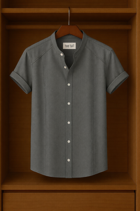 Mens Button Up Cotton Half Sleeve Shirt TTMBUS233 - Grey