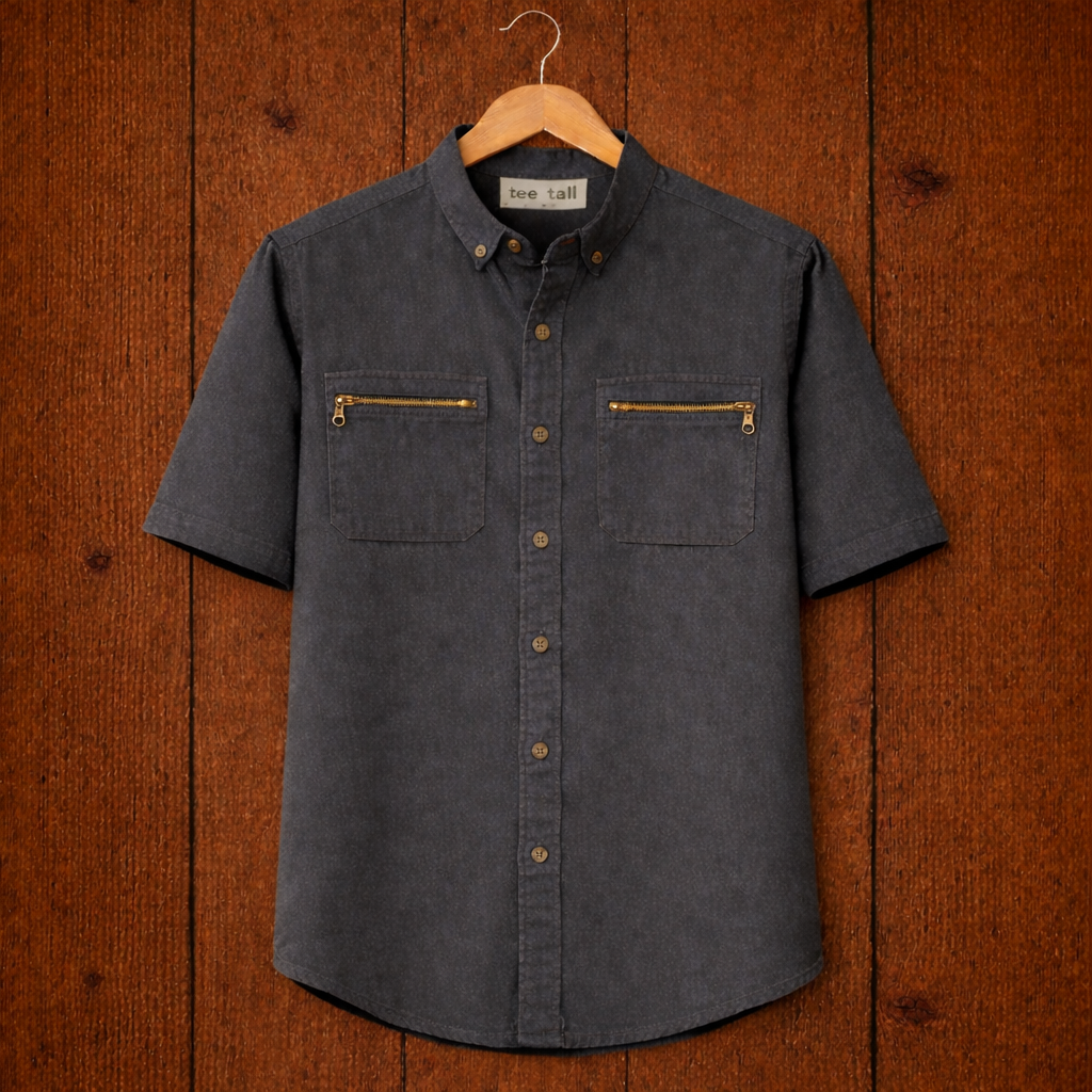 Mens Button Up Cotton Half Sleeve Shirt TTMBUS217 - Grey