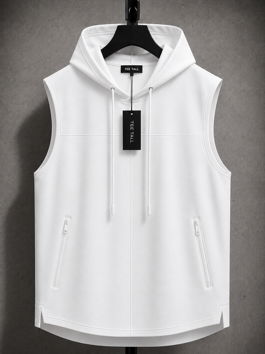 Mens Cotton Hooded Sleeveless T-Shirt CHST12 - White
