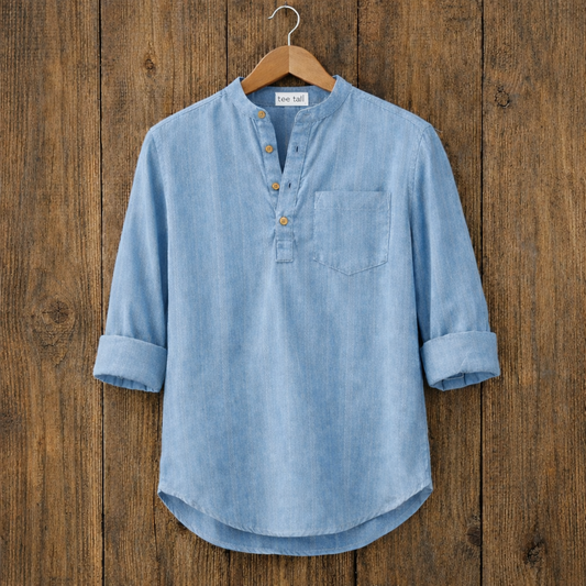 Mens Cotton Chambray Full Sleeve Shirt TTMSK2 - Blue