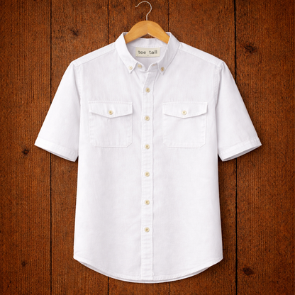 Mens Button Up Cotton Half Sleeve Shirt TTMBUS201 - White