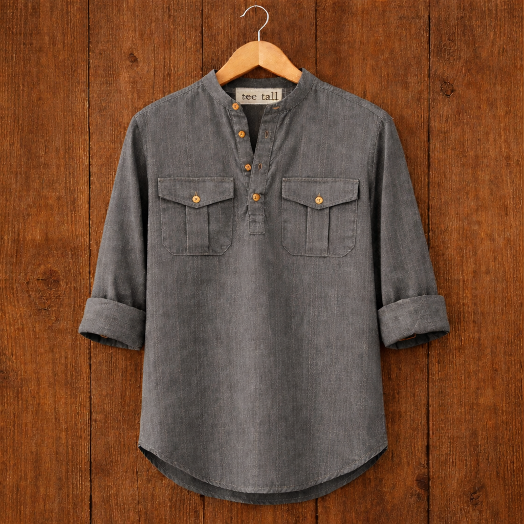 Mens Short Cotton Full Sleeve Shirt TTMSK35 - Grey