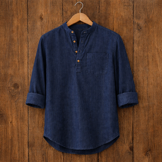 Mens Cotton Chambray Full Sleeve Shirt TTMSK1 - Blue
