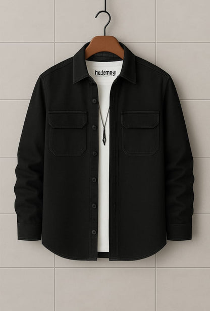 Mens Button Up Cotton Full Sleeve Shirt TTMBUS182 - Black