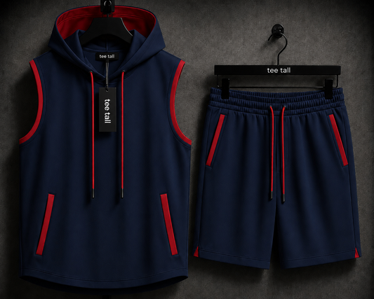 Mens Sleeveless Hooded T-Shirt and Shorts Set - FAMTSS2