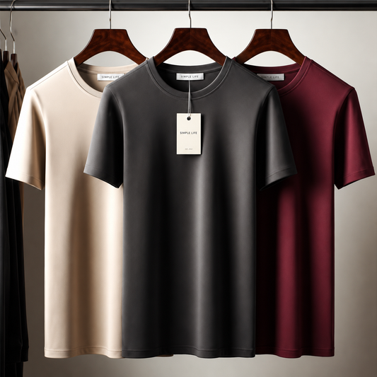 Pack of 3 Mens Plain Black Maroon Cream T-Shirts FAMTSB40