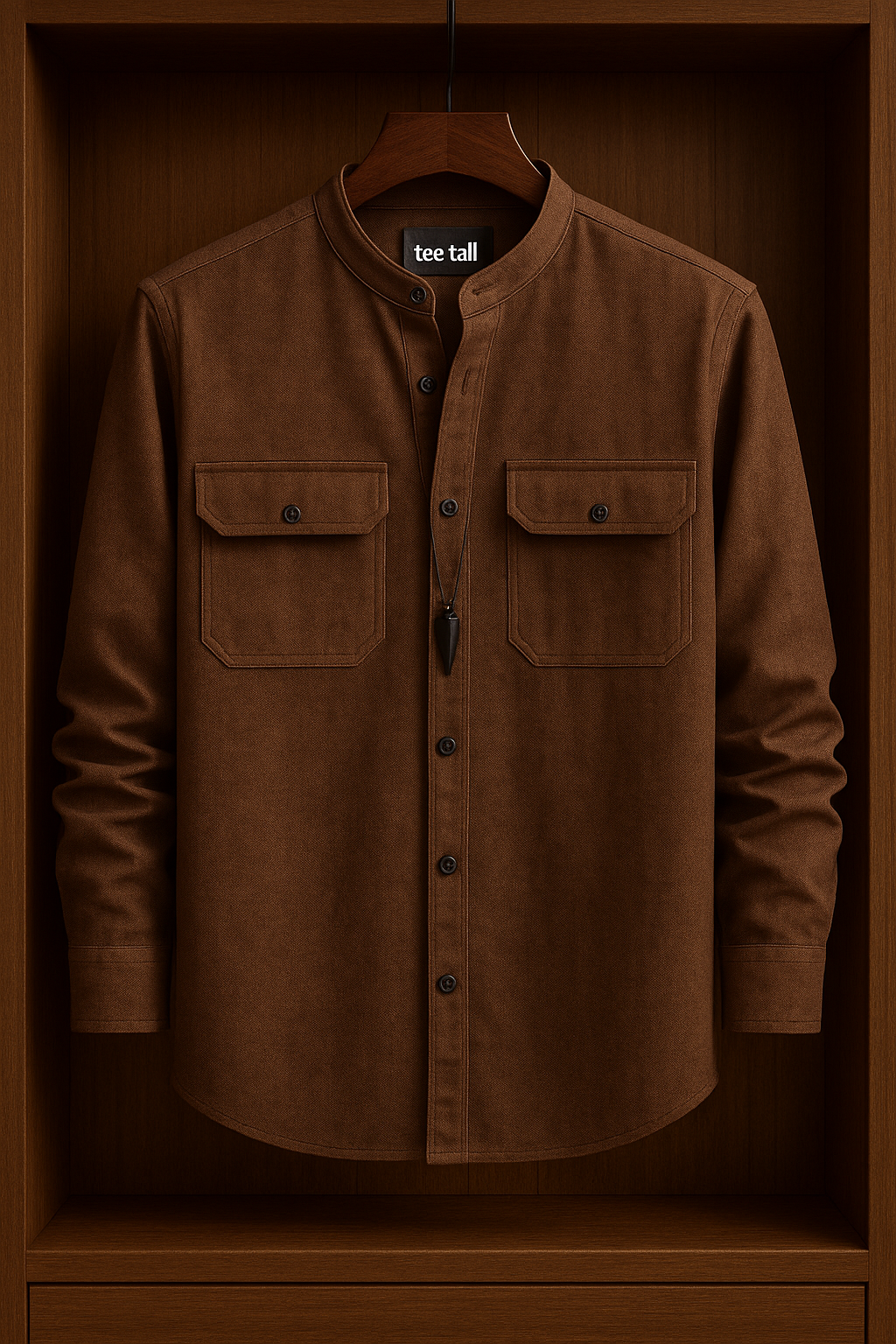 Mens Button Up Cotton Full Sleeve Shirt TTMBUS63 - Brown