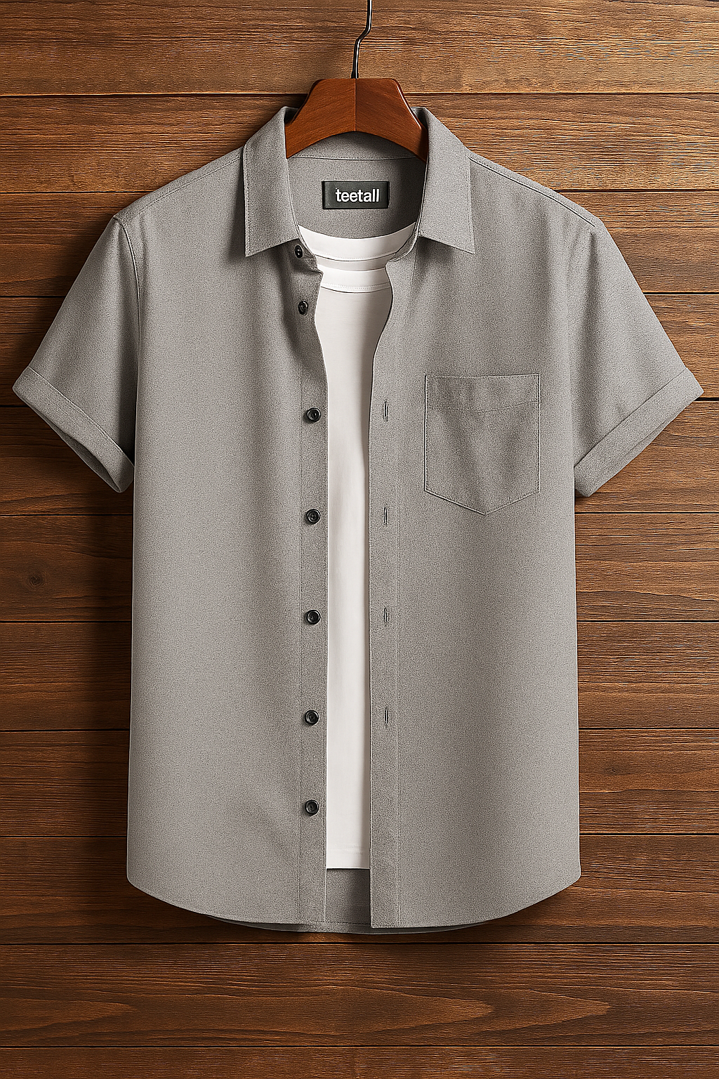 Mens Button Up Half Sleeve Shirt TTMBUS5 - Grey