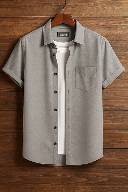 Mens Button Up Half Sleeve Shirt TTMBUS5 - Grey