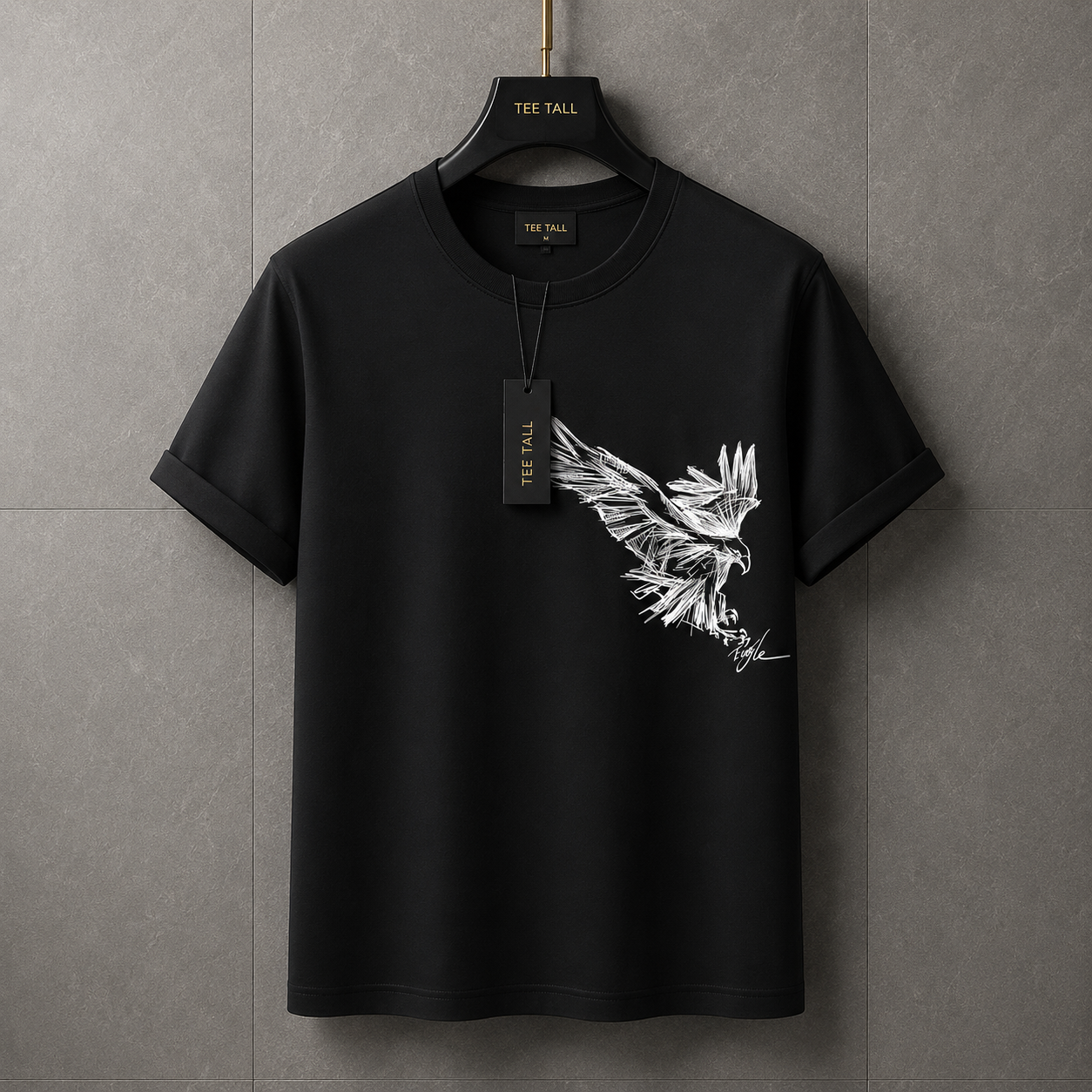 Mens Cotton Sticker Printed T-Shirt TTMPS34 - Black