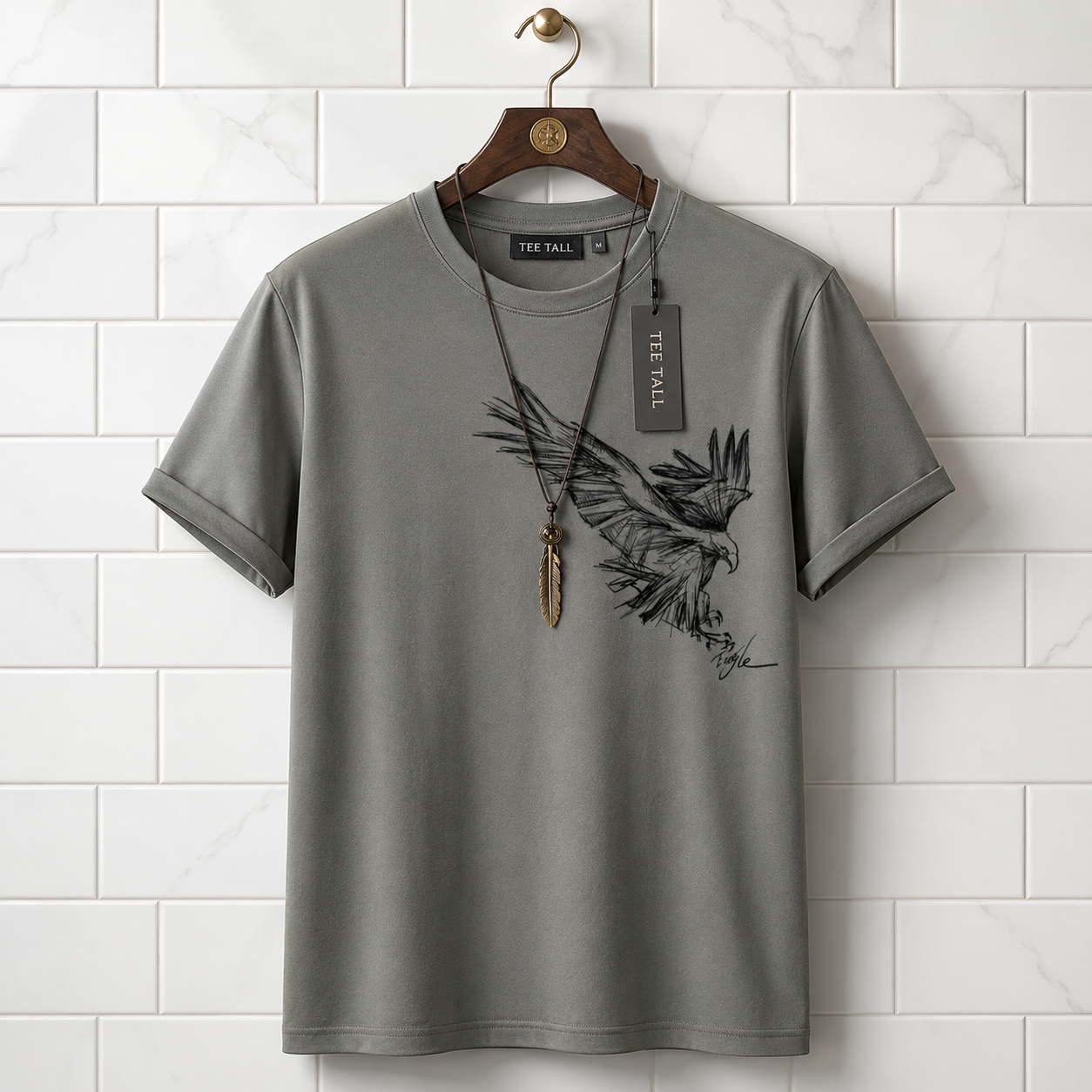 Mens Cotton Sticker Printed T-Shirt TTMPS34 - S.Grey