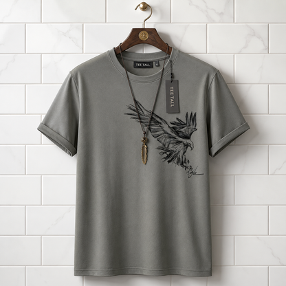 Mens Cotton Sticker Printed T-Shirt TTMPS34 - S.Grey