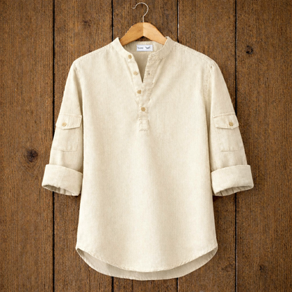 Mens Short Cotton Full Sleeve Shirt TTMSK22 - Cream
