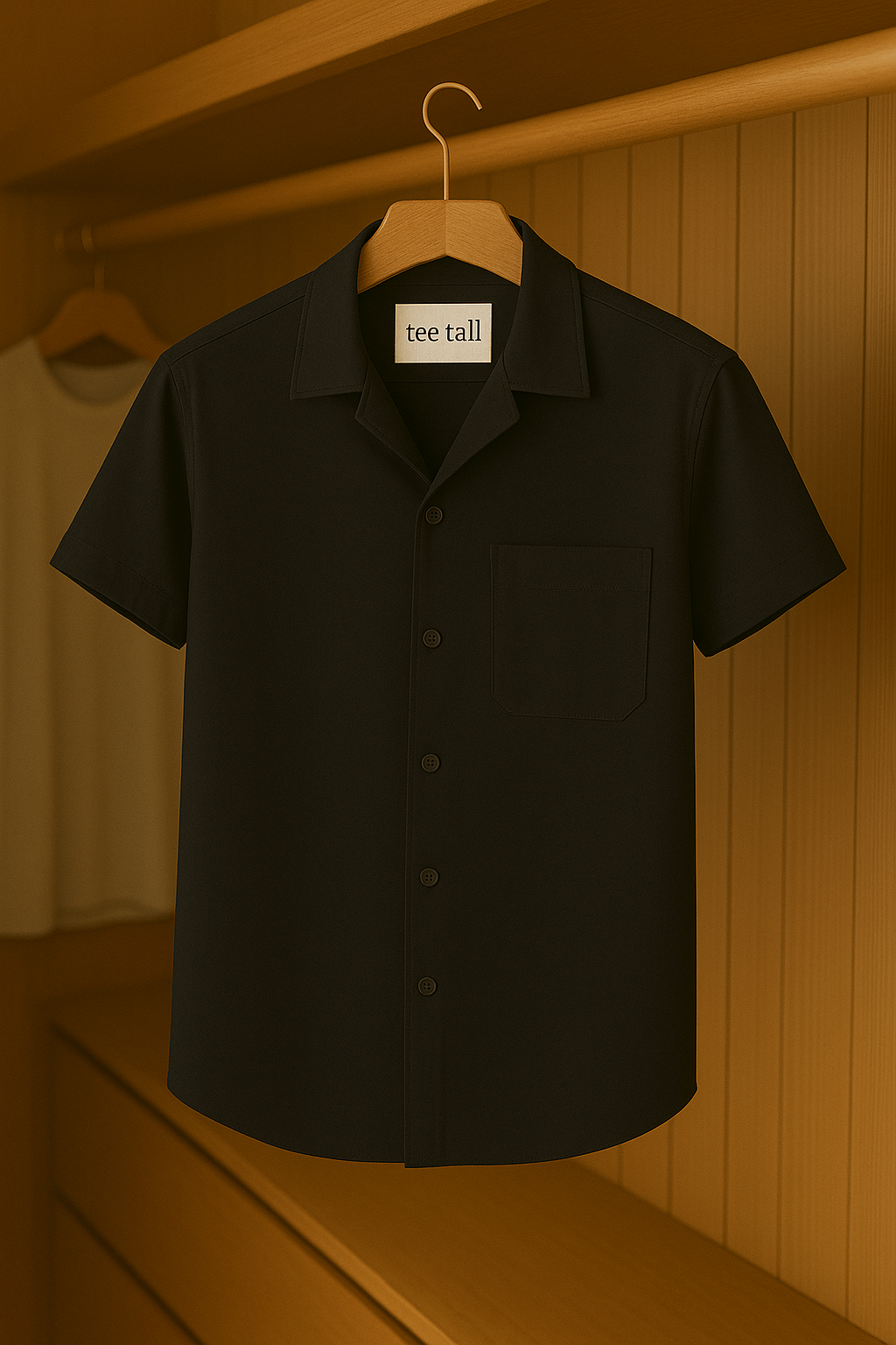 Mens Button Up Half Sleeve Shirt TTMBUS8 - Black