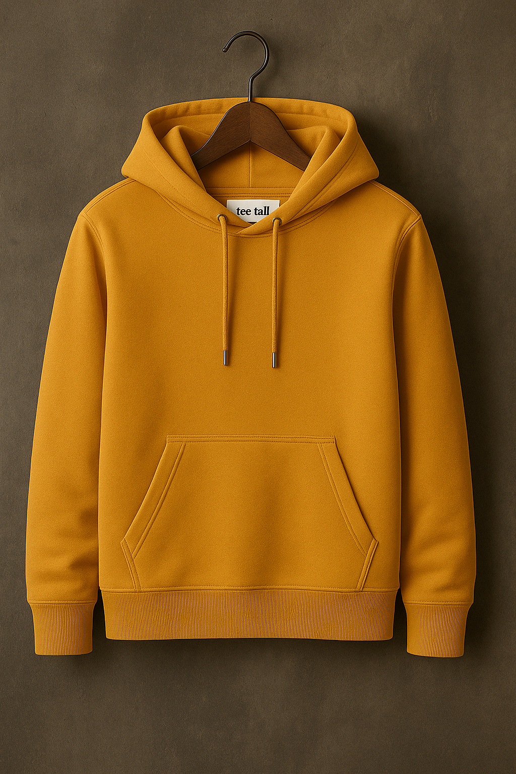 Tee Tall Mens Plain Pullover Kangaroo Hoodie - TTKPKHA - Mustard Yellow