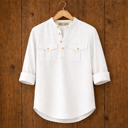 Mens Short Cotton Full Sleeve Shirt TTMSK34 - White