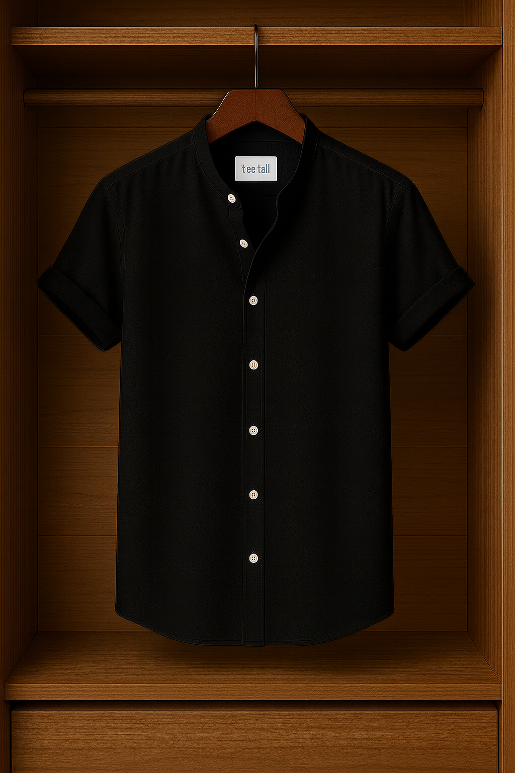 Mens Button Up Half Sleeve Shirt TTMBUS2 - Black
