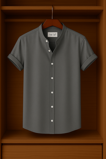 Mens Button Up Half Sleeve Shirt TTMBUS2 - Grey