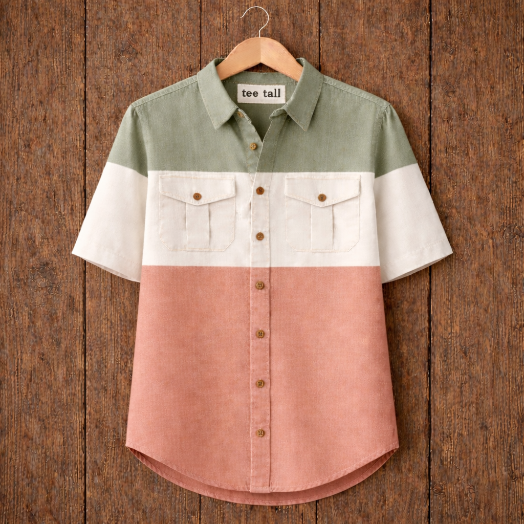 Mens Button Up Cotton Half Sleeve Shirt TTMBUS252 - Multi