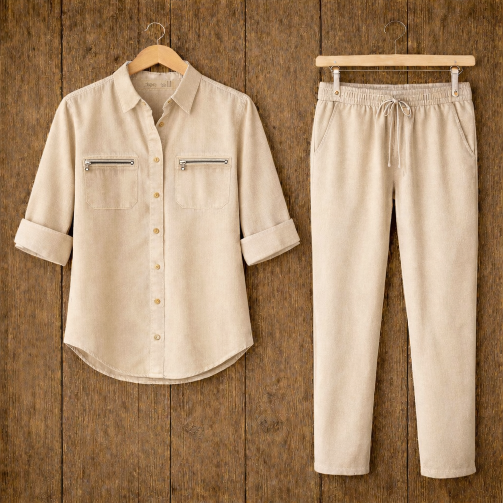 Mens Button Up Cotton Full Sleeve Shirt and Pants Set TTMSPTS119 - Cream