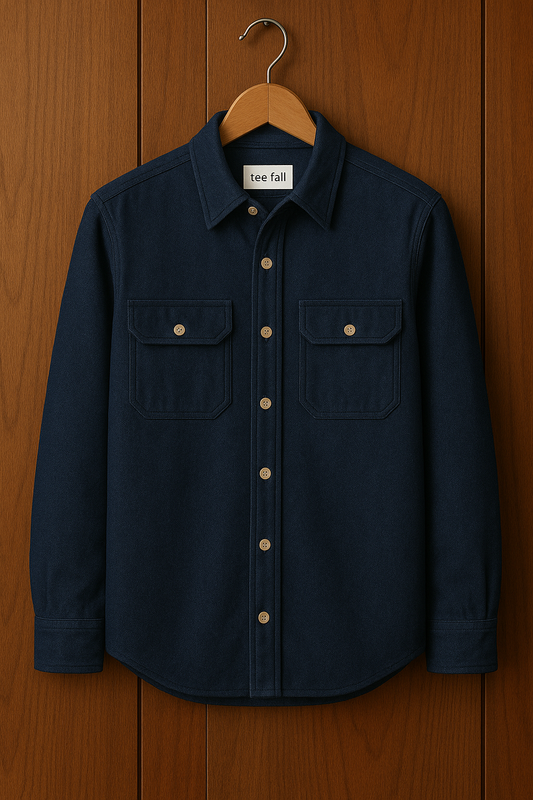 Mens Button Up Denim Chambray Cotton Full Sleeve Shirt TTMBUS96 - Blue