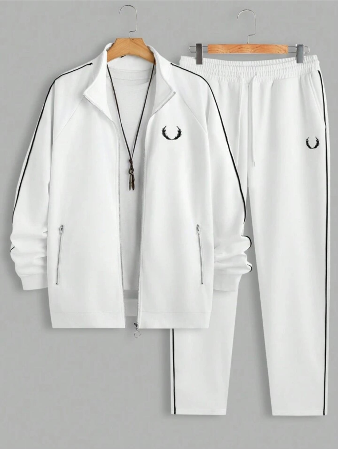 Mens Jacket and Pants Set FAMJAPNS1 - White