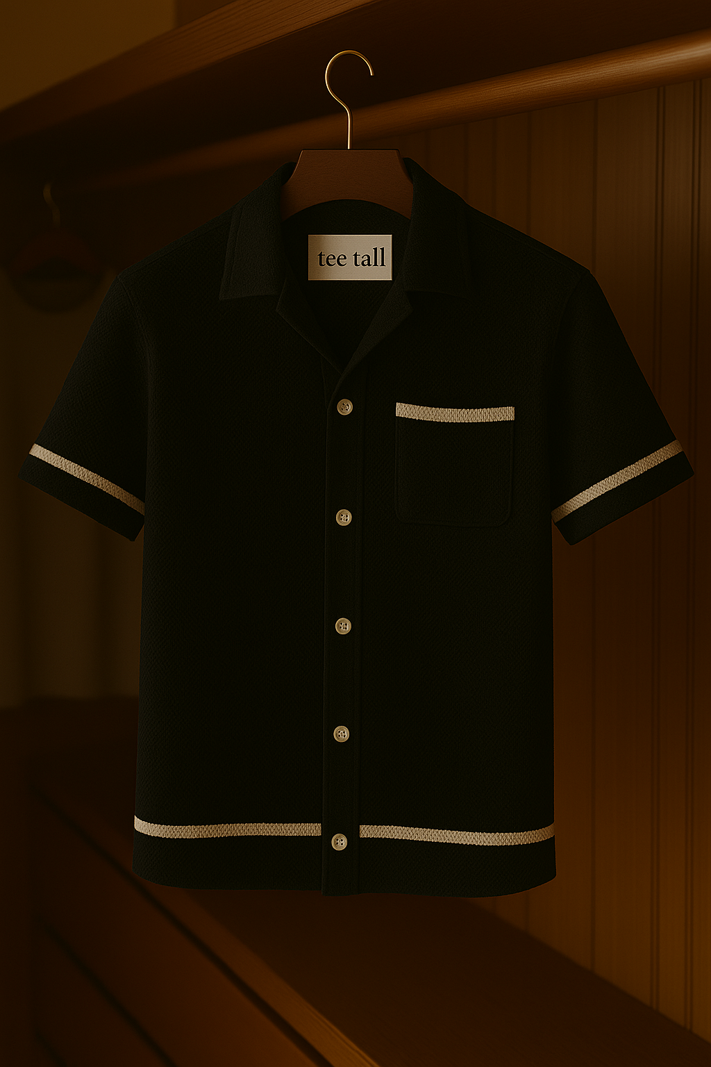 Mens Button Up Half Sleeve Shirt TTMBUS13 - Black