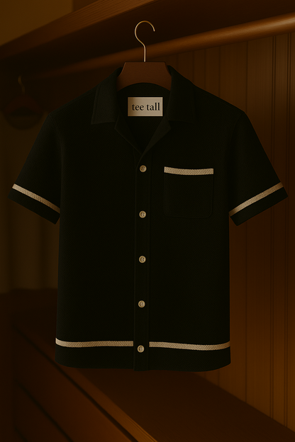 Mens Button Up Half Sleeve Shirt TTMBUS13 - Black